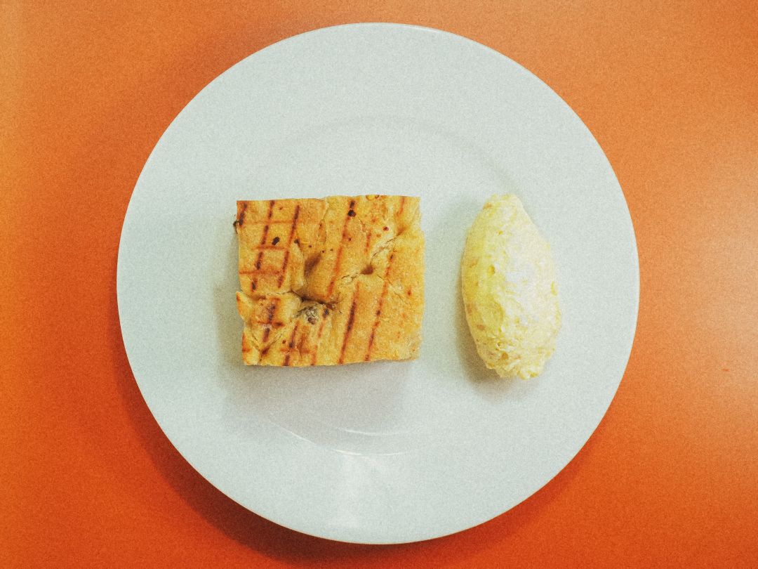 Grilled focaccia with whipped butter